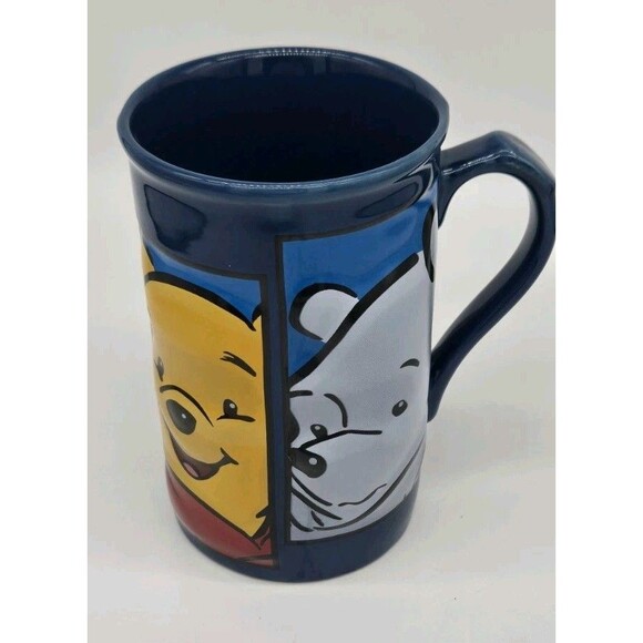 Disney Store 3-D Winnie The Pooh Large Ceramic Coffee Tea Mug Blue Red Yellow - Picture 2 of 10